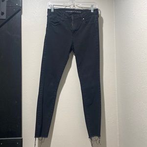 Articles of Society, black skinny jeans with raw hem, size 28